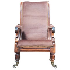 Antique Regency English William IV Rosewood Reclining Armchair