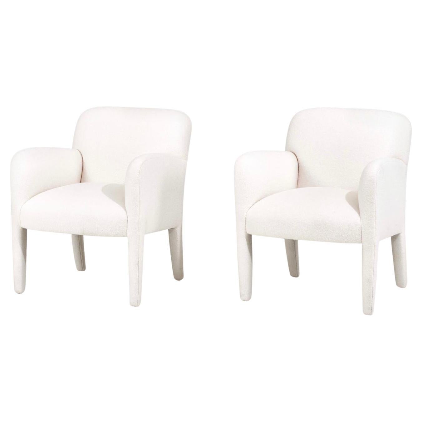 Post Modern Pair Lounge Chairs by Preview in Boucle, 1980