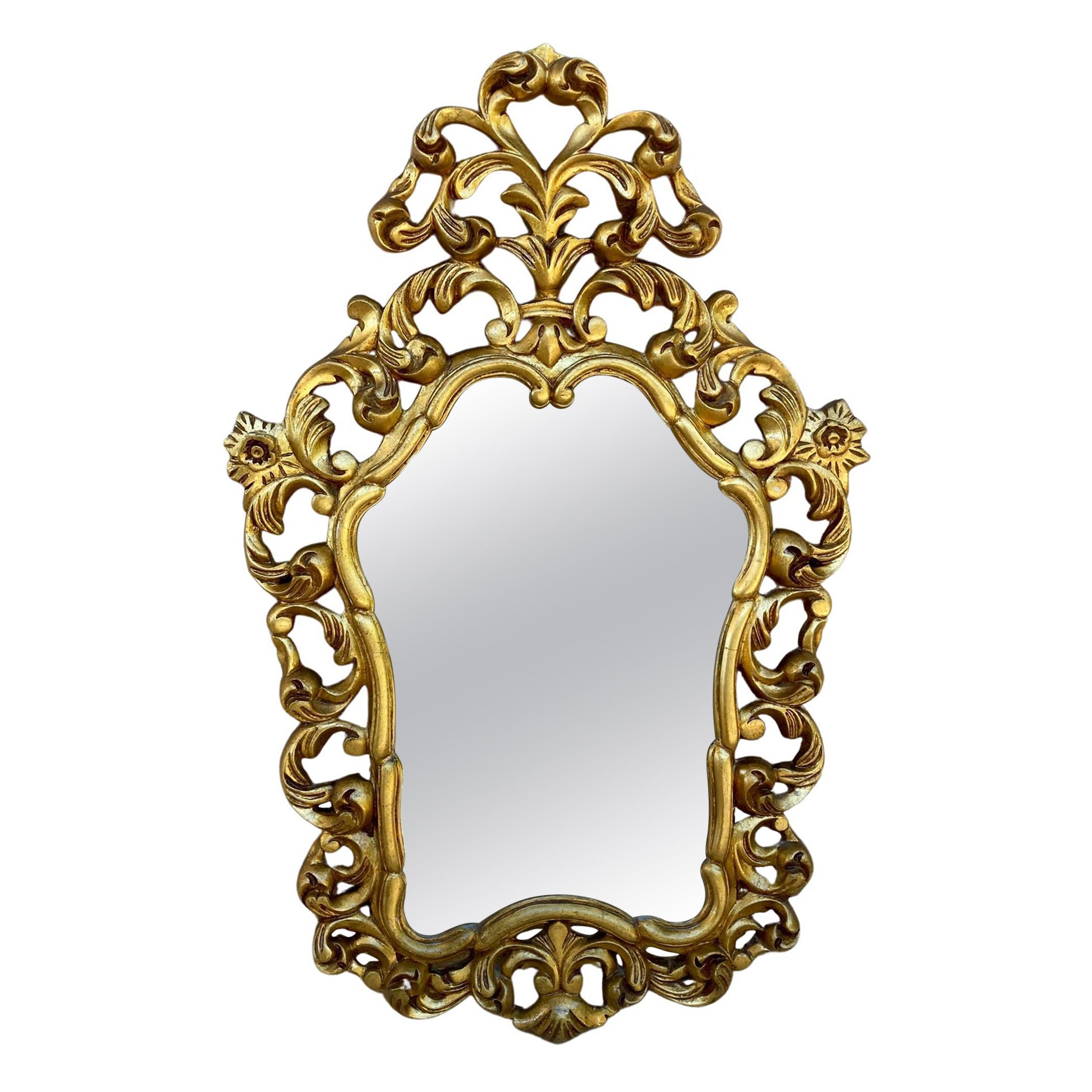 Mid-Century Antique Gold Cornucopia Mirror For Sale