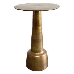 Vintage Modern Style Metal Side Table in Distressed Antique Brass Finish