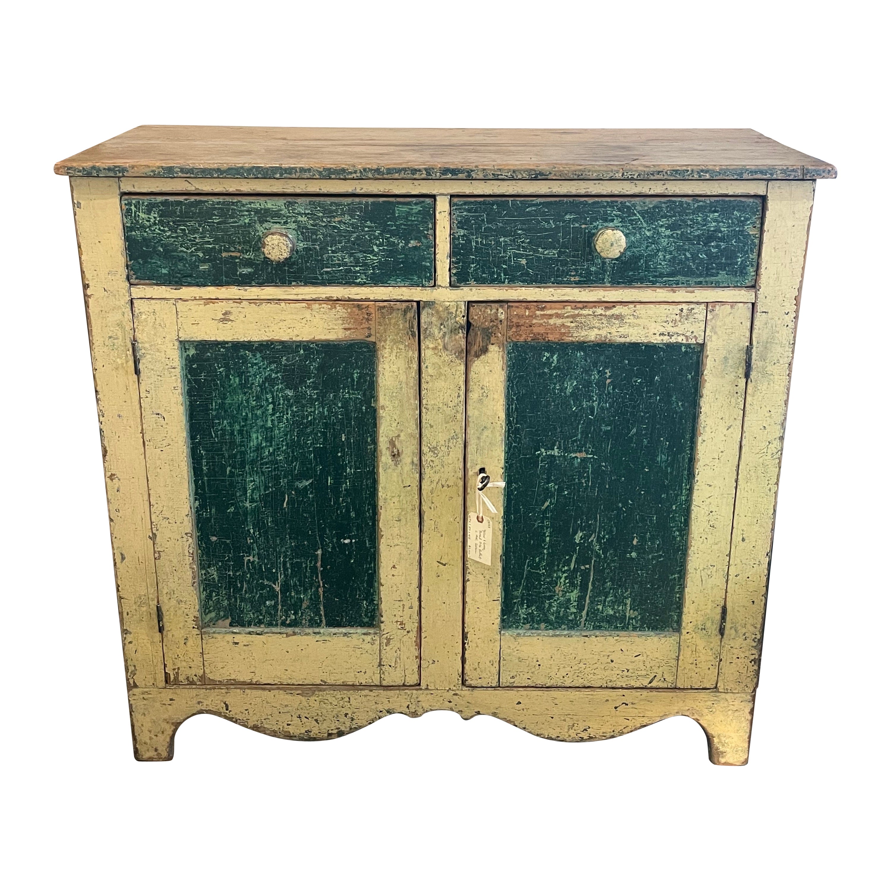 19th Century Yellow and Green Painted Buffet