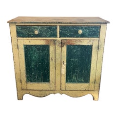 Antique 19th Century Yellow and Green Painted Buffet