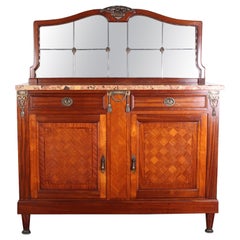 French Early 20th Century Marble Top Buffet Sideboard Breche d'Alep Marble