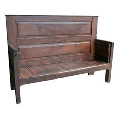 19th Century Rustic Hand Carved Wooden Bench