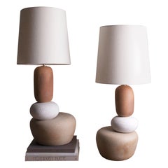 Ensemble de deux lampes Lorimer contemporaines en céramique faites à la main XL
