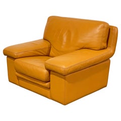 Roche Bobois Vintage Post Modern Leather Club Chair, Butterscotch Tone Leather