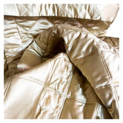 Glorious Gold Silk Charmeuse Grand Diamond Quilted Throw Blanket