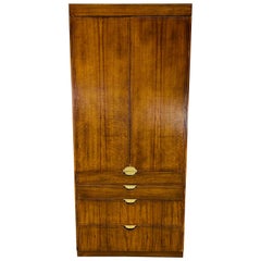 Baker Furniture Lacquered Armoire with Hammered Brass Pulls