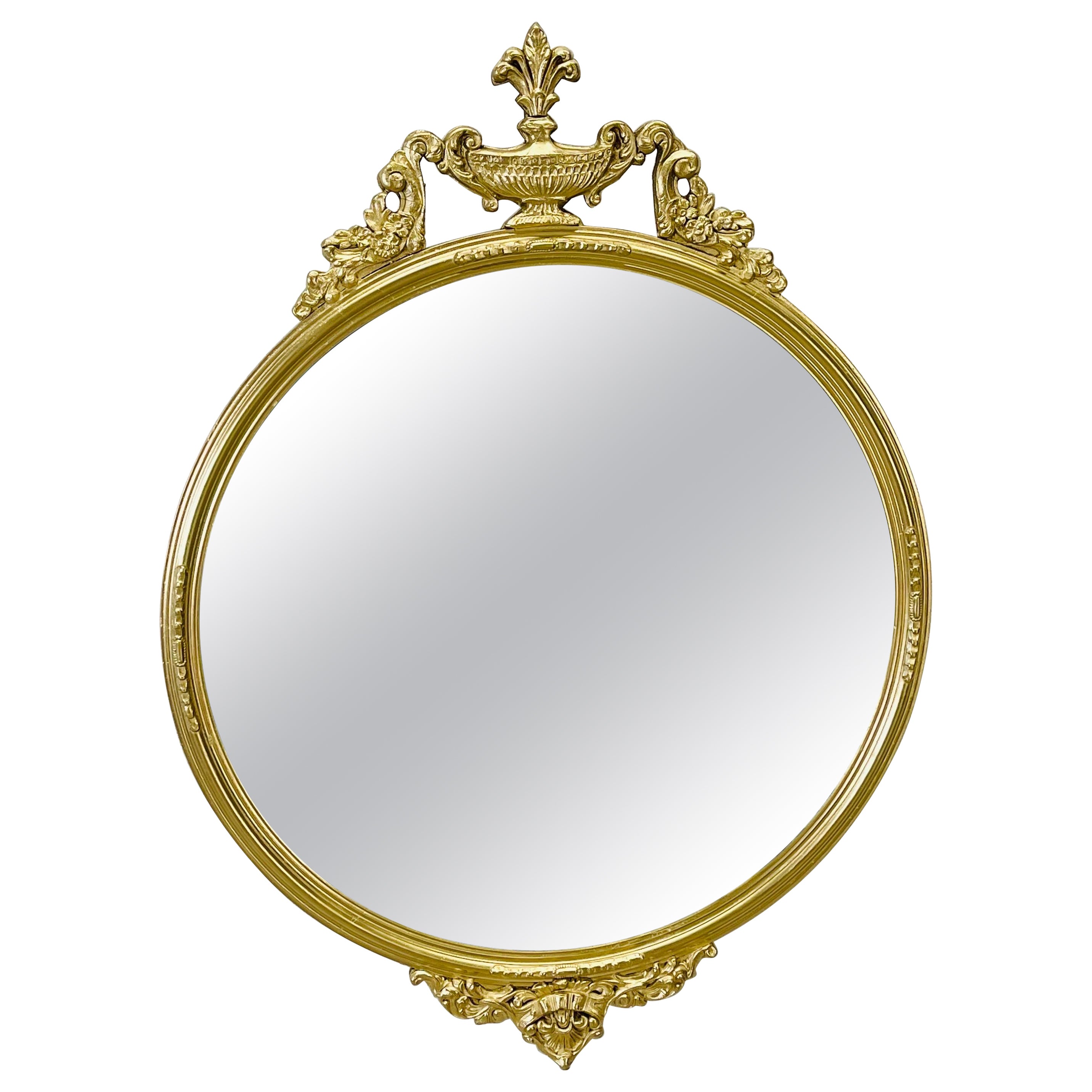 Federal Style Gilt Painted Wood Round Wall Mirror For Sale