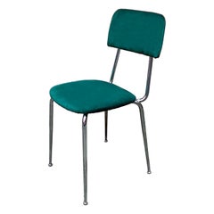 Italian Mid-Century Modern Chromed Steel and Forest Green Velvet Chair, 1960s