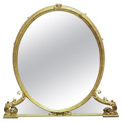 Antique Gilt Wood Overmantel / Overmantle Mirror