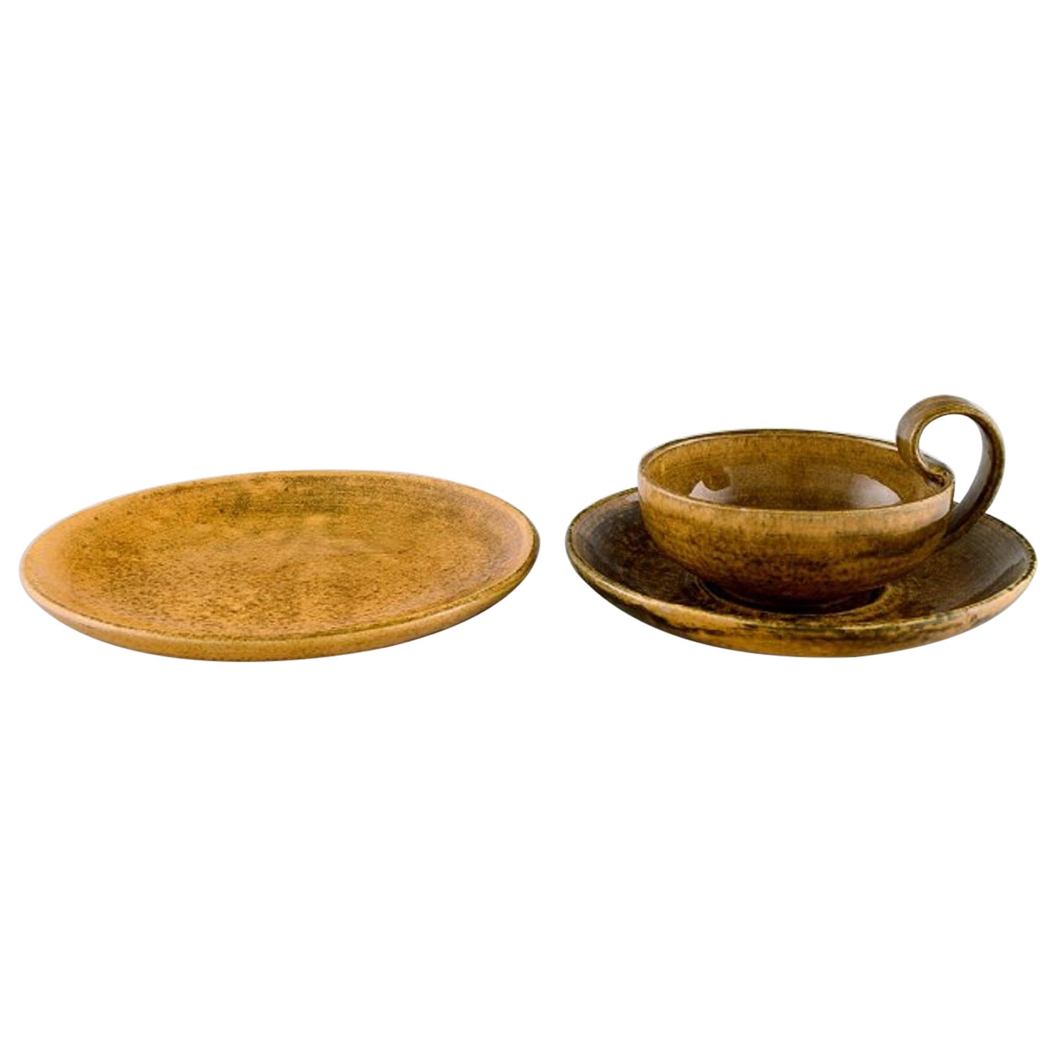 Kähler, Denmark, Egoist Tea Set in Glazed Stoneware, Mid-20th C For Sale