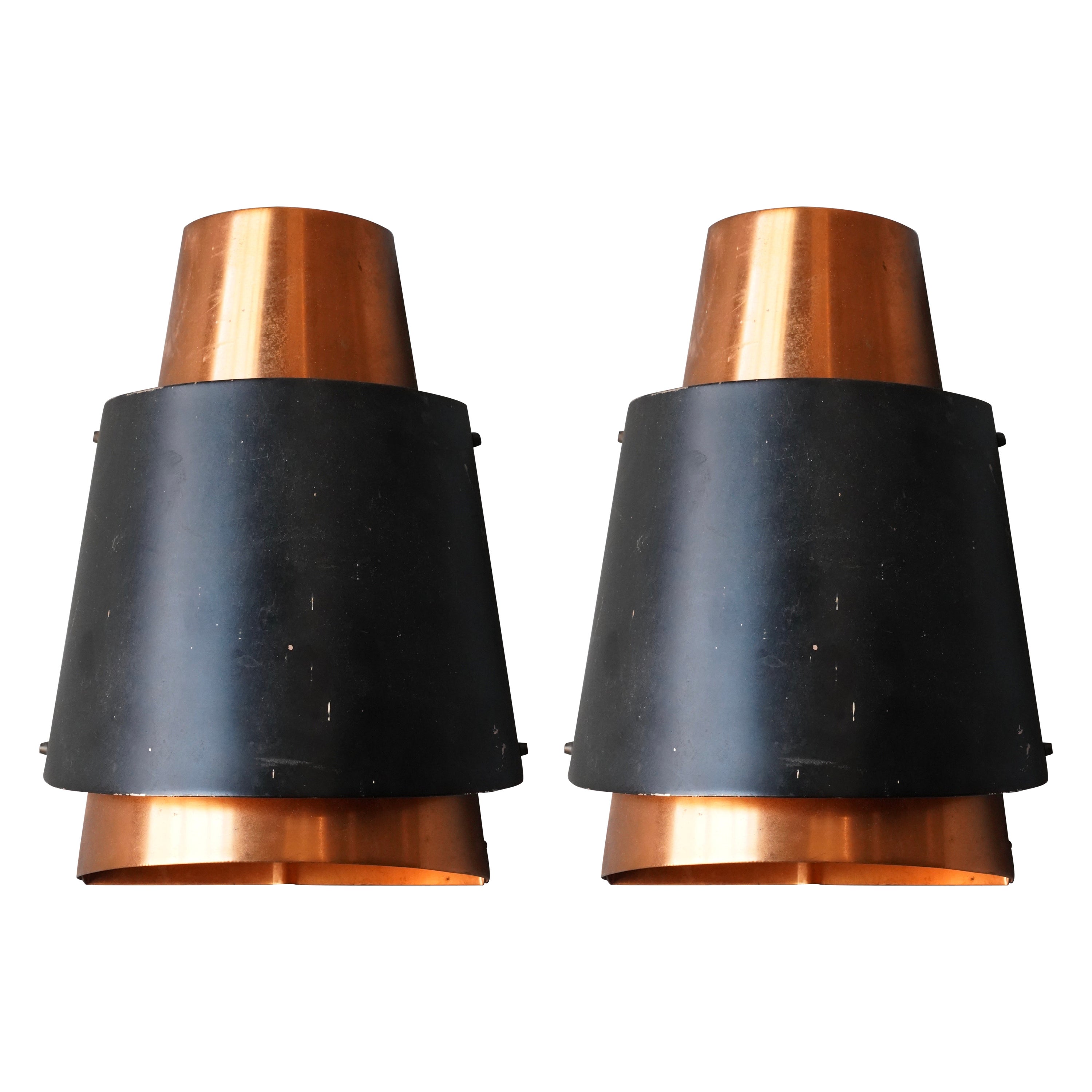 Bent Karlby “Østerport" Wall Lights, Copper, Lacquered Metal, Lyfa Denmark 1960s
