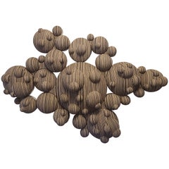 Wall Mounted Stoneware and Gilt Wood Spore Sculpture by Lewis Trimble