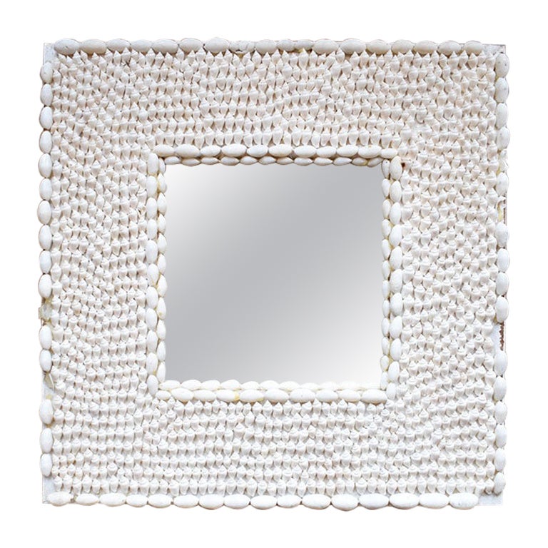 White Coastal Seashell Encrusted Square Mirror, Philippines