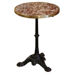 19th Century Napoleon III Parisian Iron and Brass Bistrot Table with Marble Top