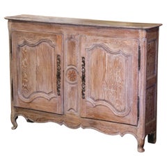 18th Century French Louis XV Carved & Painted Oak Two-Door Buffet from Normandy