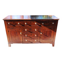 Welsh Georgian Oak Low Dresser with Cupboards and Drawers Circa 1810
