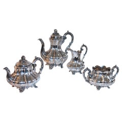 19th C Hand Crafted Sterling Four Piece Tea Set