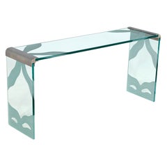 Vintage 1970's Etched Glass Console Table by Pace Collection