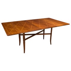 Vintage Tommi Parzinger Mahogany Convertible Desk, Dining & Console Table, 1951, Signed 