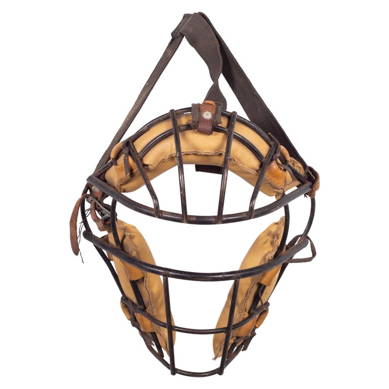 Early 20th C. Steel and Leather Catcher's Mask c.1940 at 1stDibs
