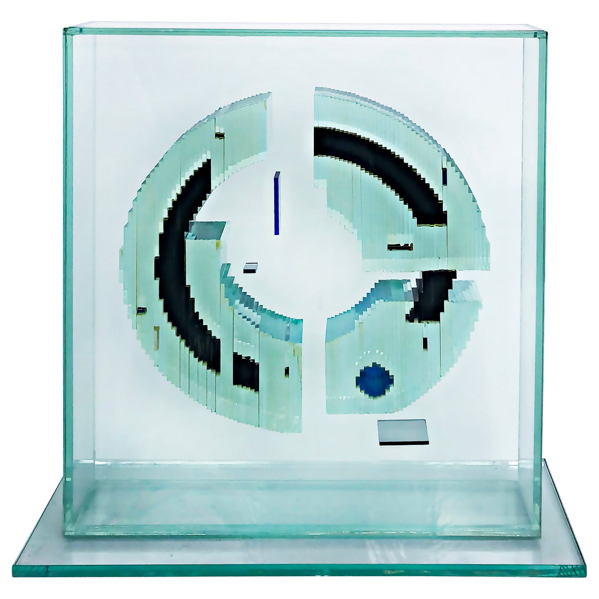 John Seitz Abstract Encased Glass Sculpture, Signed and Dated 1985