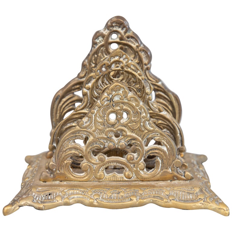 French Letter Rack Antique Art Nouveau French Brass Letter Rack Holder For Sale at 1stDibs
