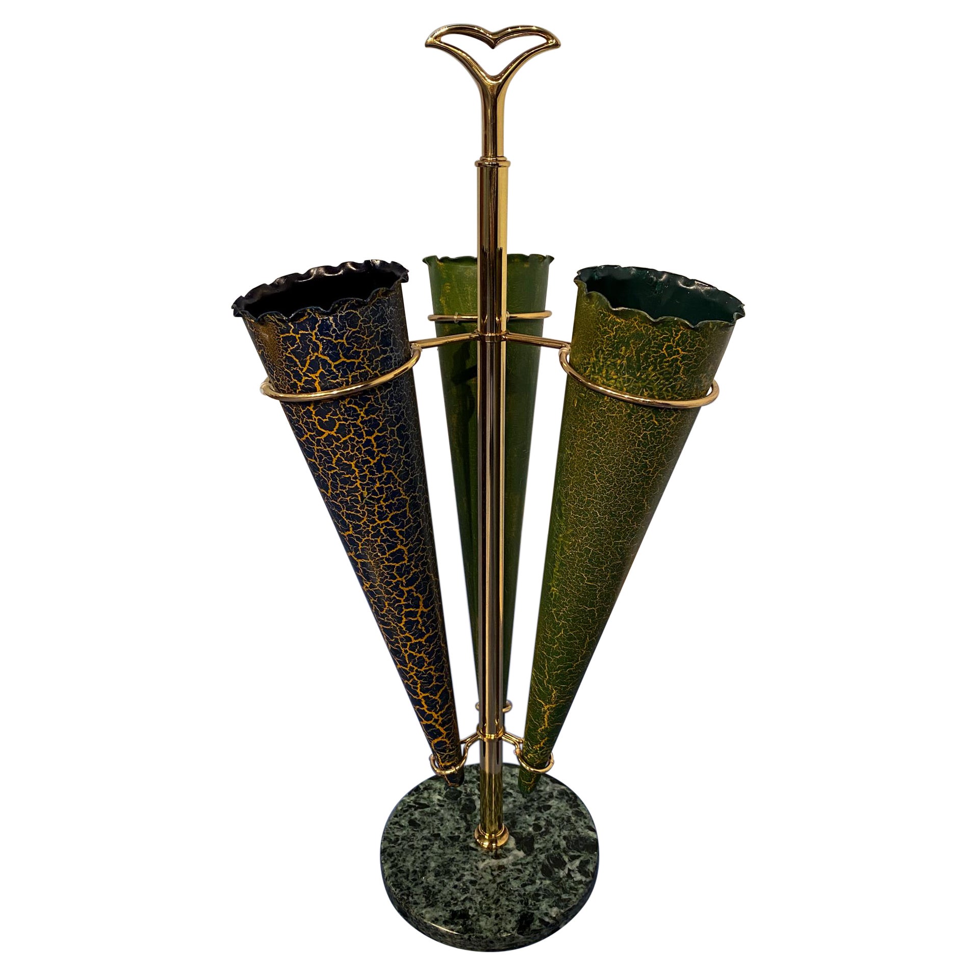 Italian Mid-Century Green Color Umbrella Stands "Cracked Effect", 1950s For Sale