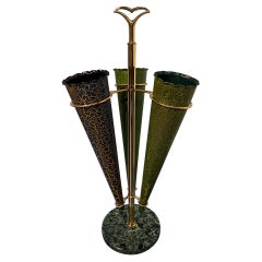 Vintage Italian Mid-Century Green Color Umbrella Stands "Cracked Effect", 1950s