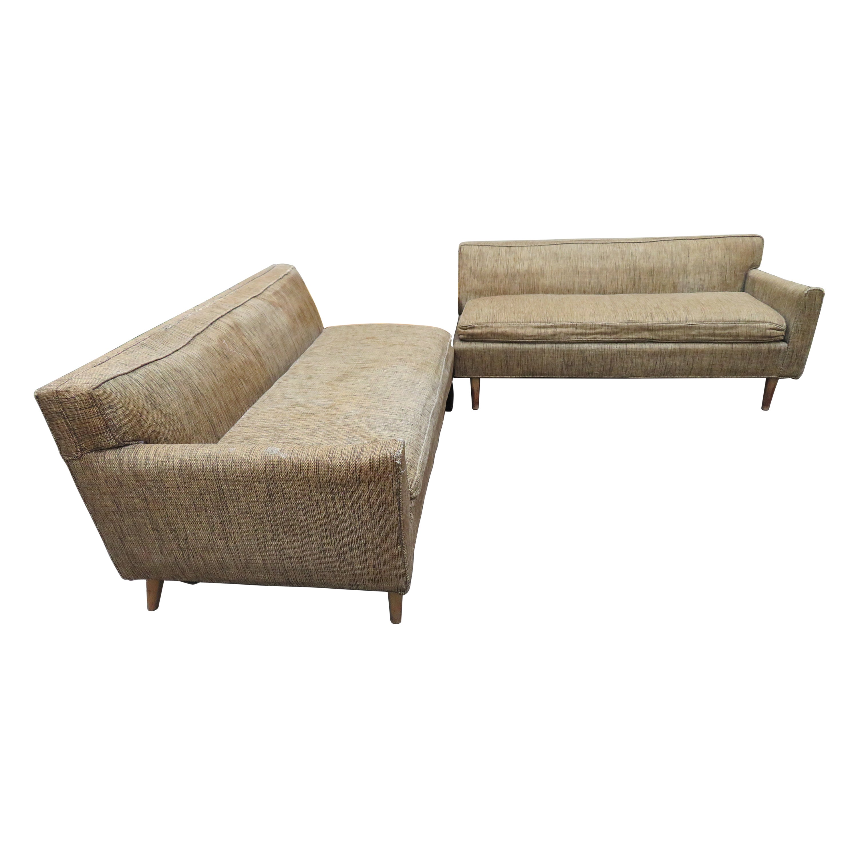 Raro divano componibile a 2 pezzi Bertha Scheafer for Singer and Sons Mid Century in vendita