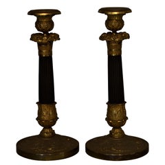 Pair Gilt Bronze Charles X Candlesticks Circa 1825