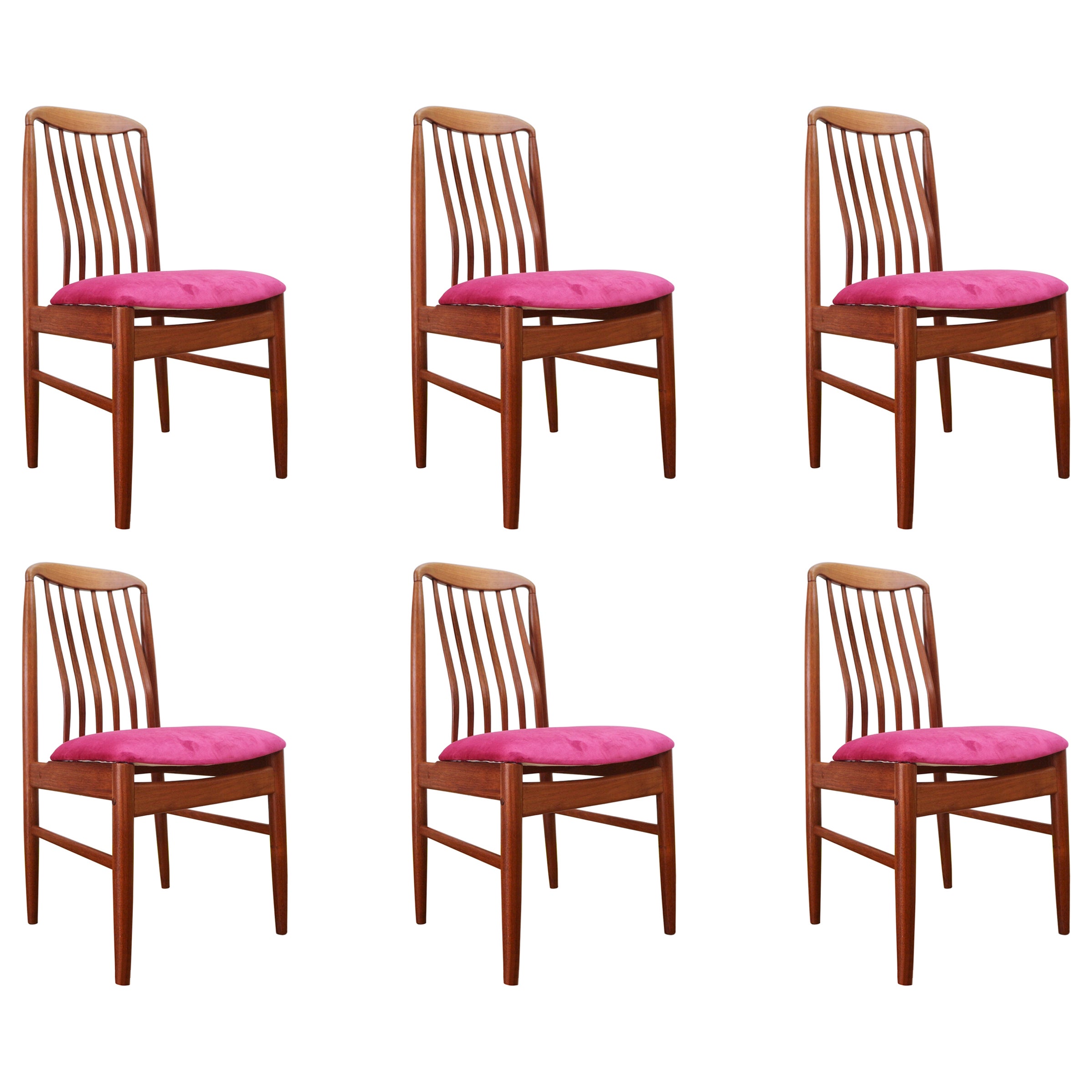 Mid Century Teak Danish Benni Linden Dining Chairs Set of 6