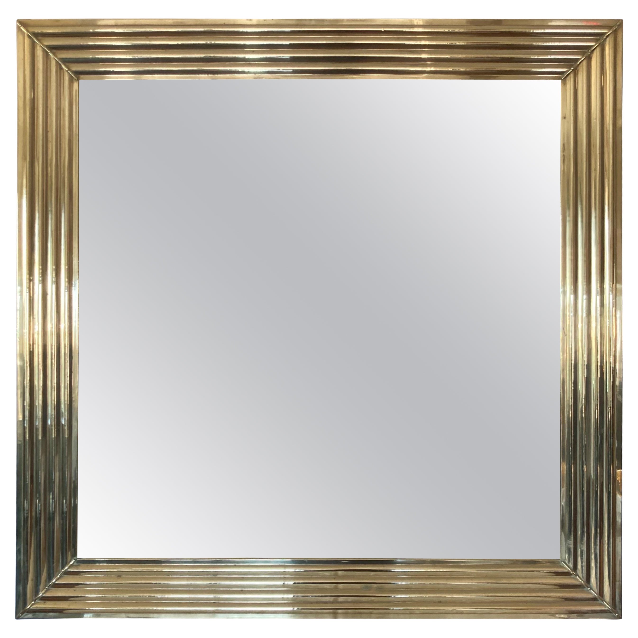 French Vintage Brass Framed Mirror at 1stDibs