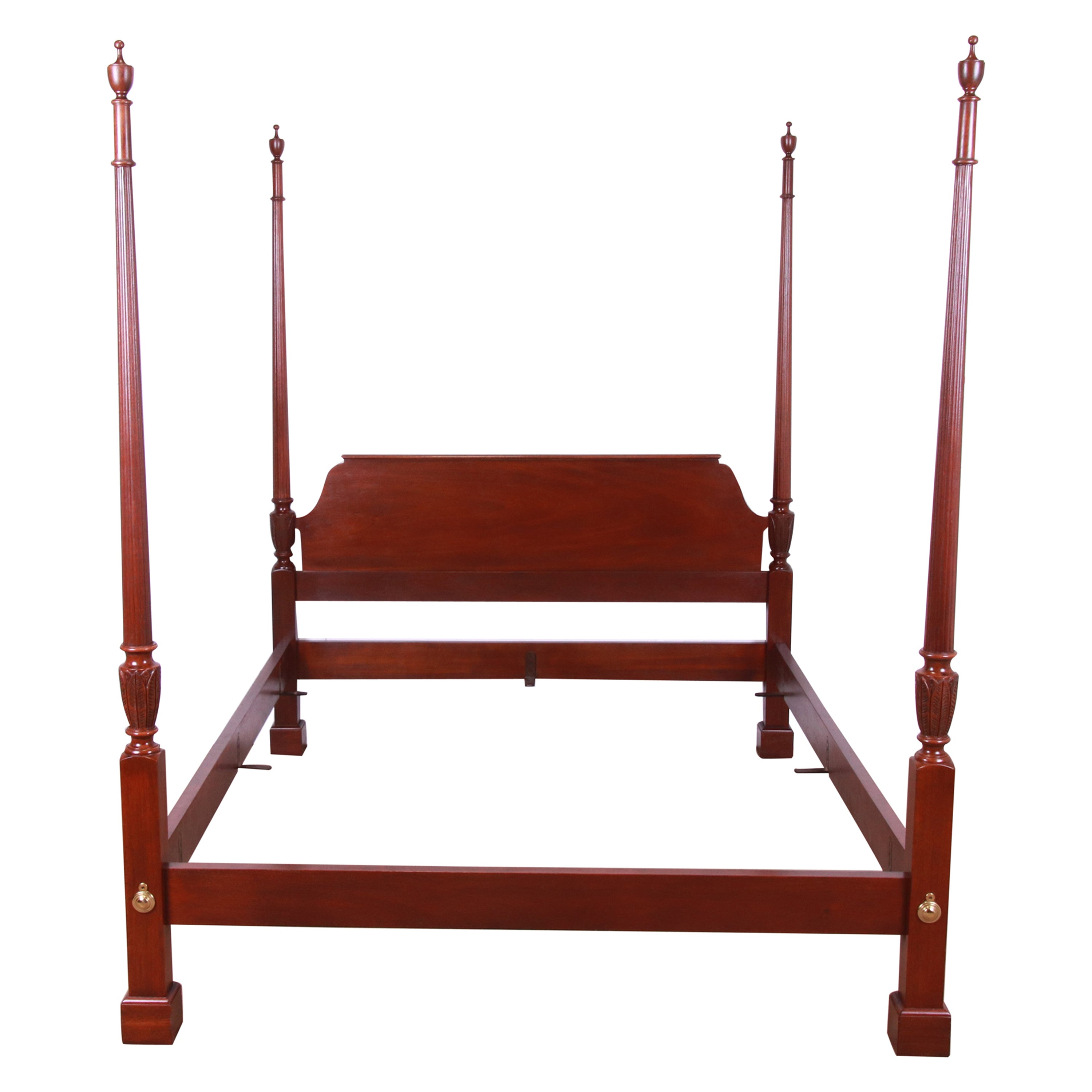 Baker Furniture Georgian Carved Mahogany Queen Size Poster Bed