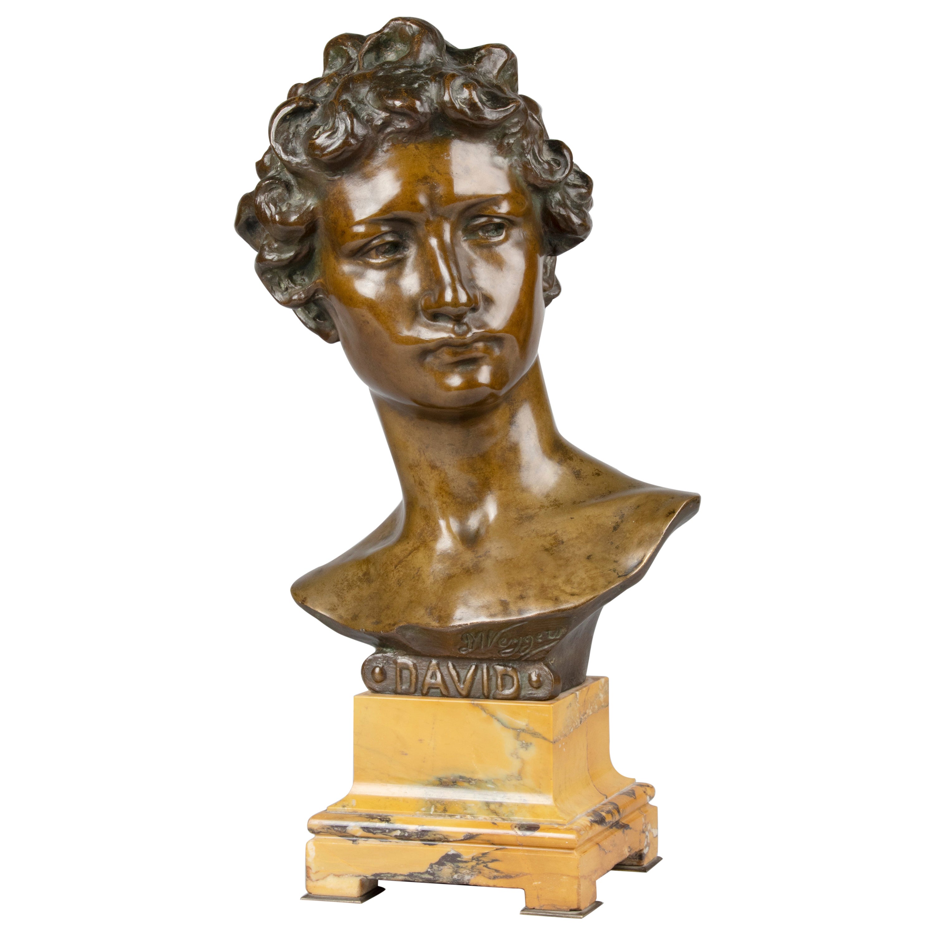 Early 20th Century Bronze Bust of David, Désiré Weygers For Sale