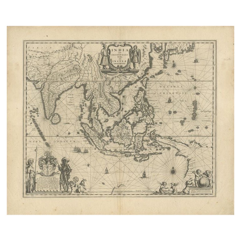 Antique Map of Southeast Asia by Blaeu, c.1640