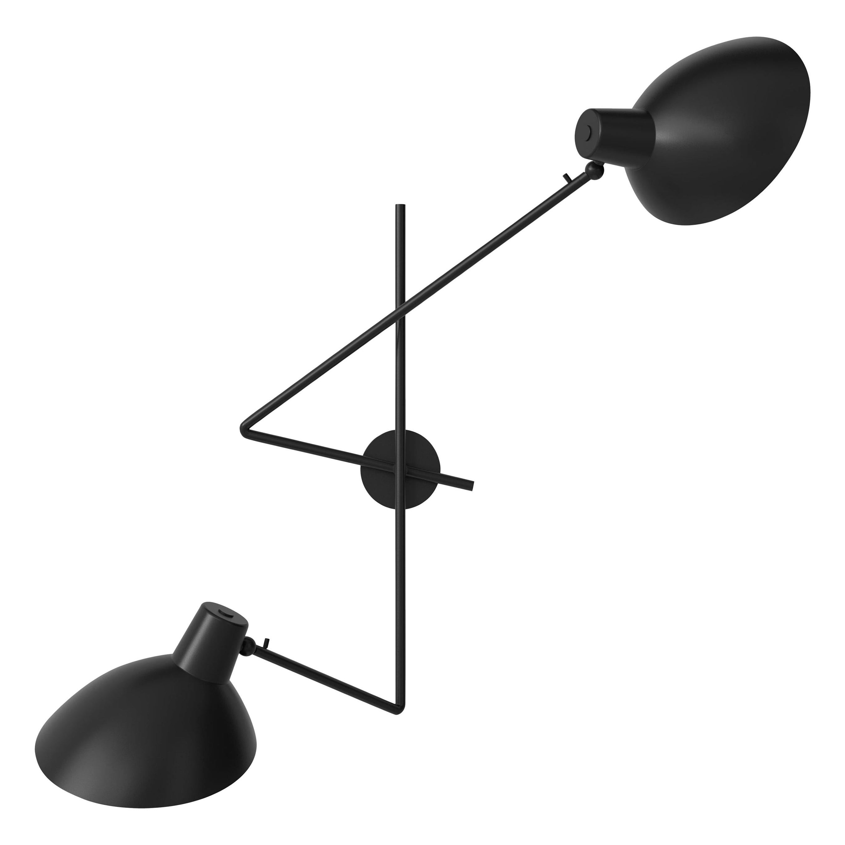 VV Cinquanta Twin Black Wall Lamp Designed by Vittoriano Viganò for Astep