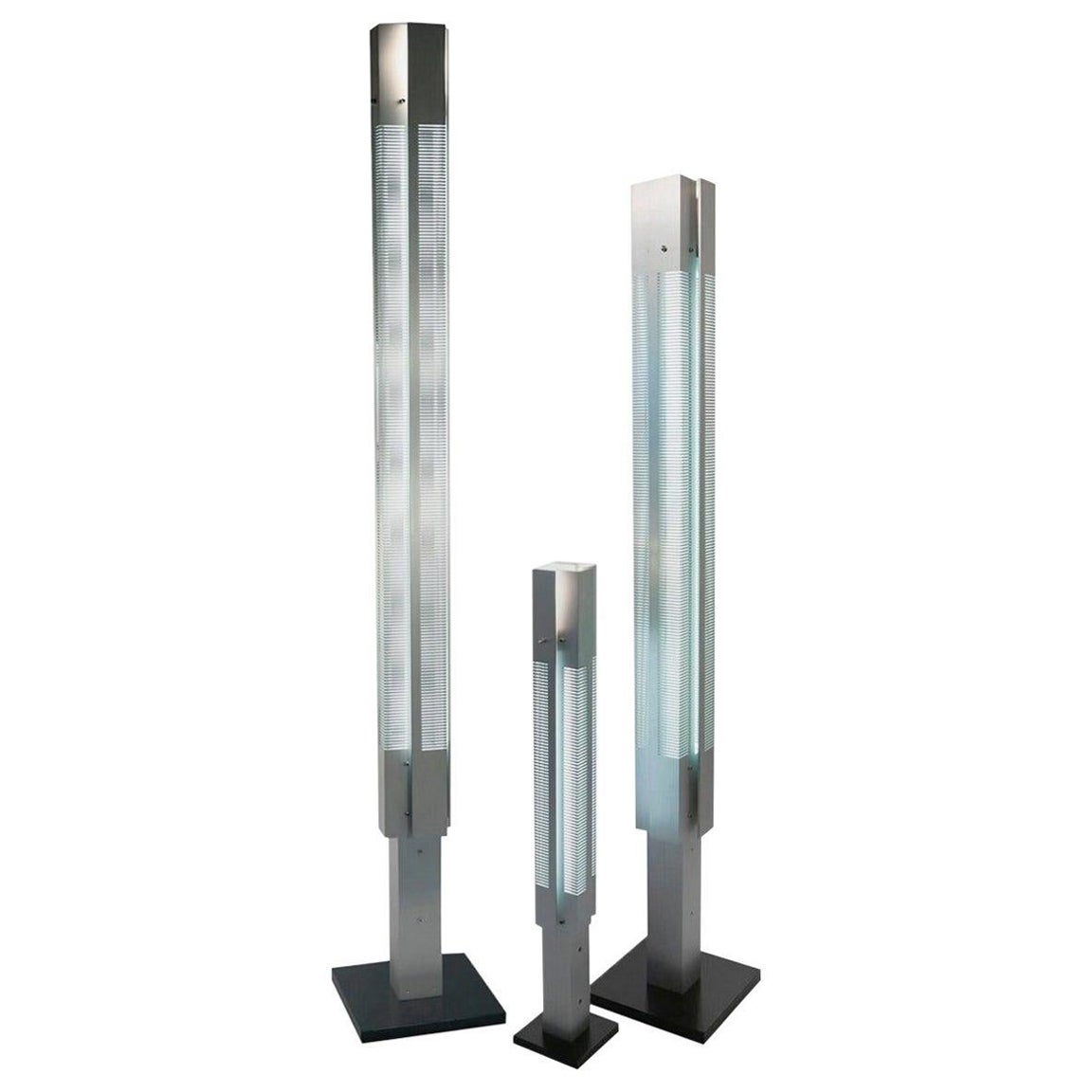 Serge Mouille Mid-Century Modern Aluminium Signal Column Floor Lamp Set