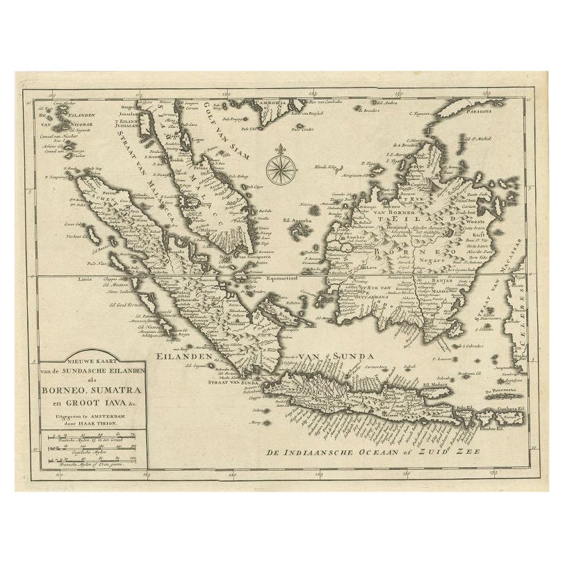 Antique Map of Singapore, Malaysia, Borneo, Sumatra and Java (Indonesia), 1739 For Sale