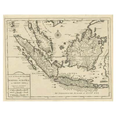 Old Map of Indian Ocean and Sumatra, Java, Borneo, India, Arabia ...