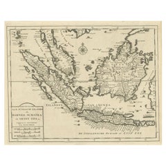 Antique Map of Singapore, Malaysia, Borneo, Sumatra and Java (Indonesia), 1739