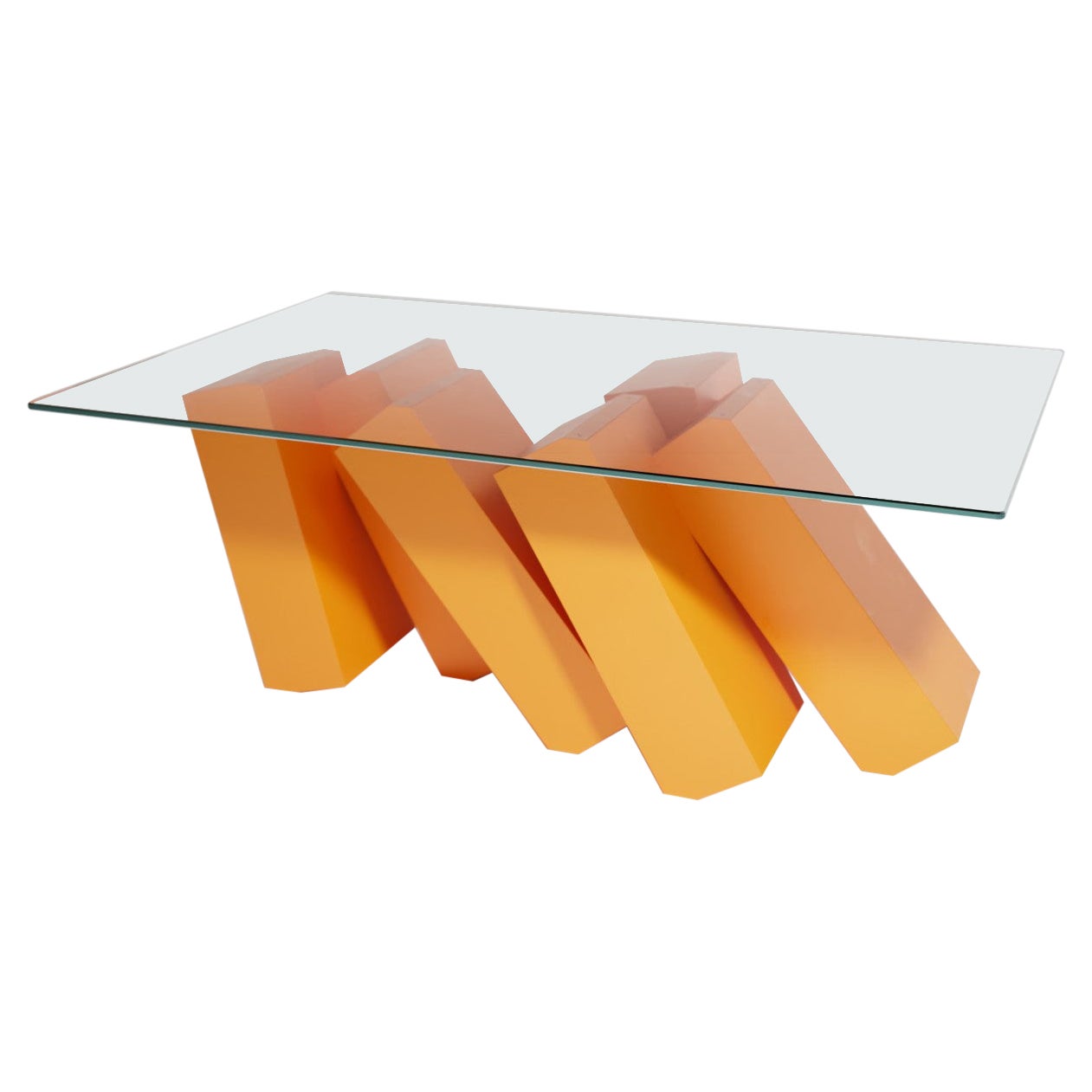 Futuristic Rectangular Coffee Table in Orange Powdercoat For Sale