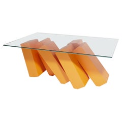 Table basse rectangulaire futuriste en revêtement en poudre orange