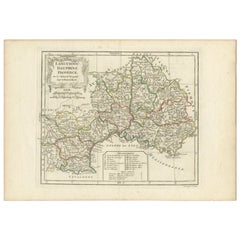 Antique Map of Southeastern France by Vaugondy, c.1790