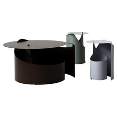 Set of Three Coffee Tables, Rolle Steel Designed by Aldo Bakker for Karakter
