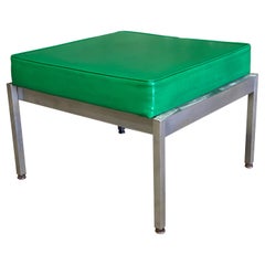 1970s Harter Kelly Green Vinyl and Steel Bench