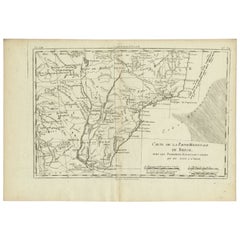 Carta geografica antica del Brasile meridionale e dell'Uruguay di Bonne, 1780 ca.