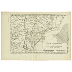 Antique Map of Southern Brazil and Uruguay by Bonne, c.1780