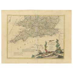 Antique Map of Southern England and Wales by Zatta, 1784